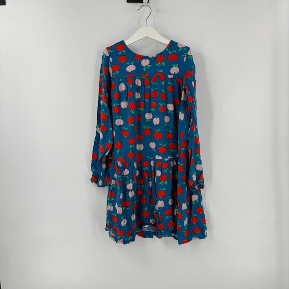 Hanna Andersson Girls Dress Blue Red Apple Print Size US 8 - Picture 5 of 5